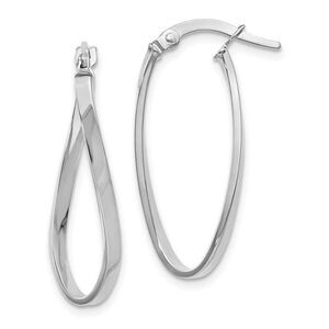 1.8mm Twisted Oval Hoop Earrings in 10k White Gold, 26mm (1 Inch)